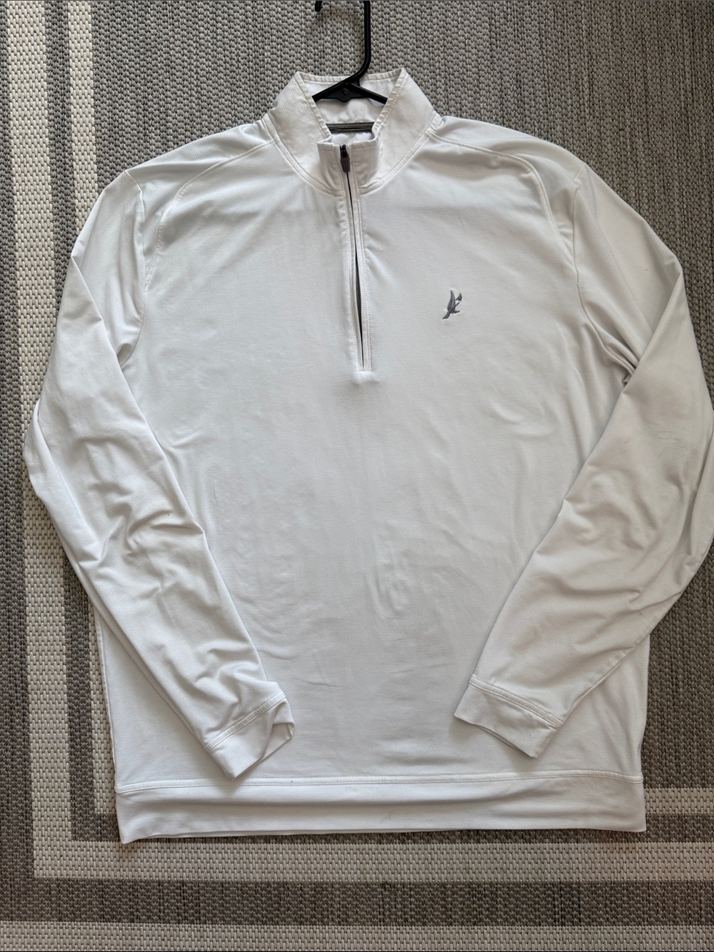 johnnie-O White Quarter-Zip Pullover with Gray Trim and Logo